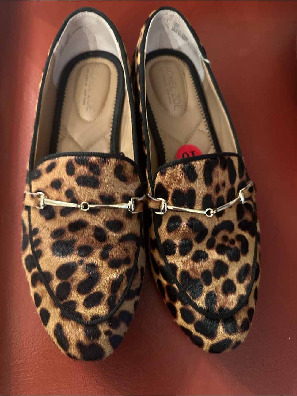 Rachel Zoe Leopard Print Loafers with Gold Bit